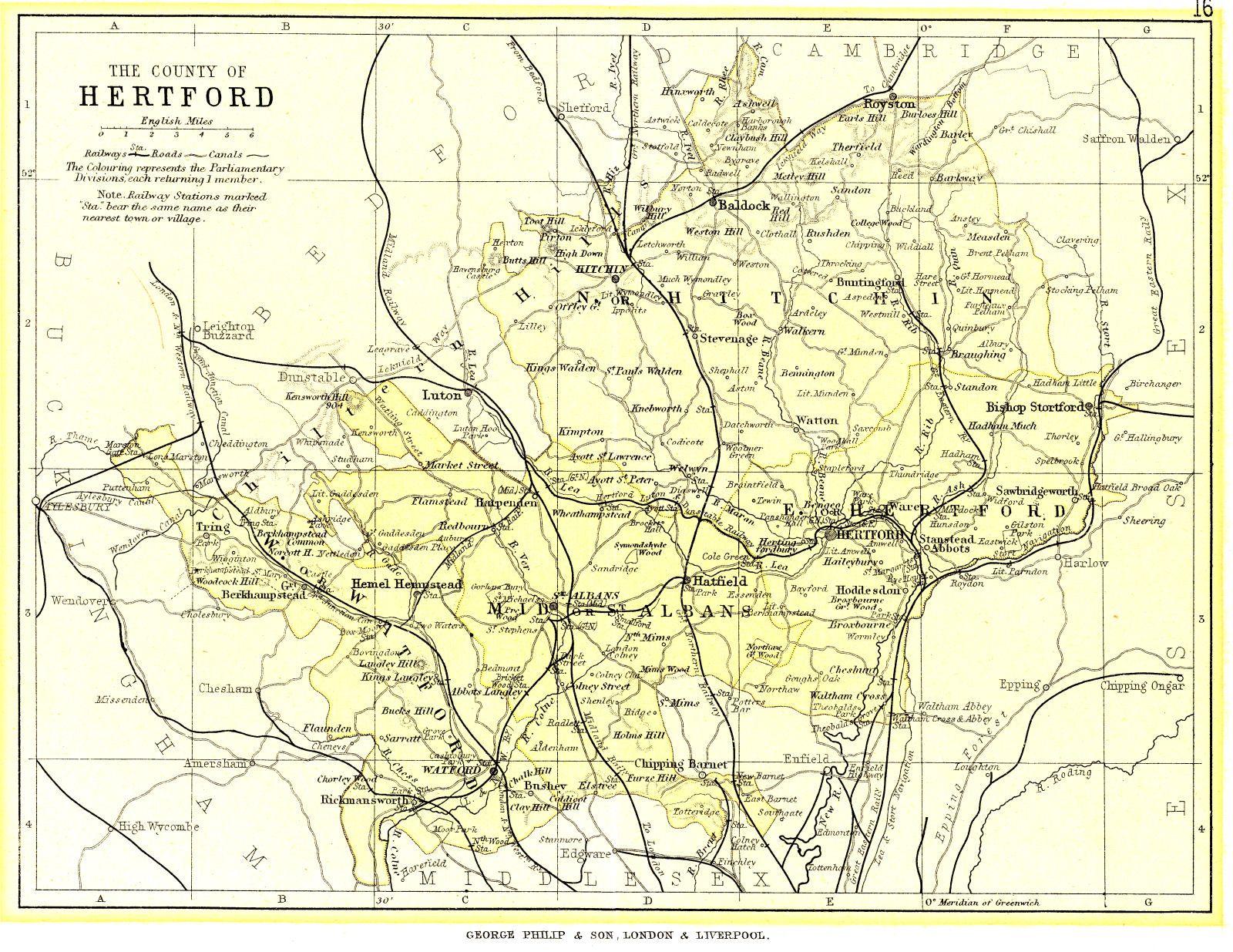 Hertfordshire Genealogy Maps Hertfordshire in 1895